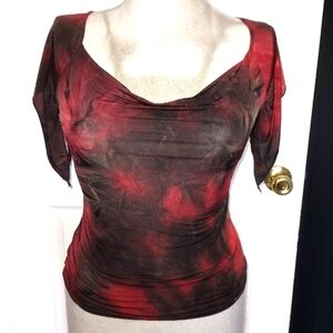 Born to Shop sheer red and black blouse